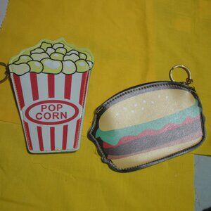 Two Coin/Keychain Purse, Popcorn & Hamburger